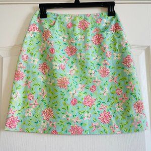 Lilly Pulitzer Womens Floral Linen/Cotton Mini Skirt Size 2